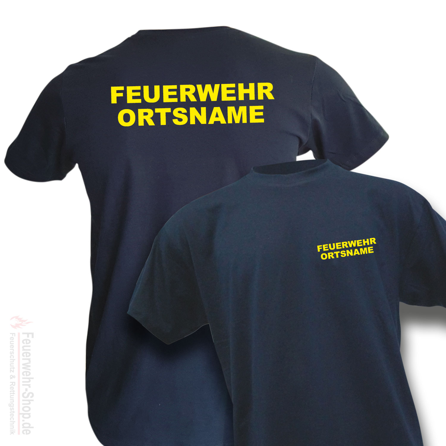 Feuerwehr T-Shirt Ortsnamen Druck Reflexsilber Rücken Deepnavy F181 V 