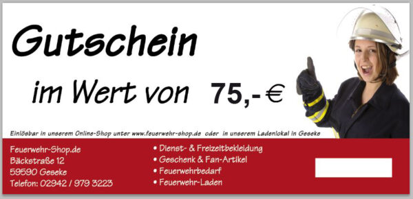 Geschenkgutschein im Wert von 75,00 €