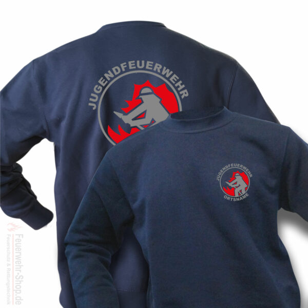 Jugendfeuerwehr Premium Pullover Firefighter I mit Ortsnamen