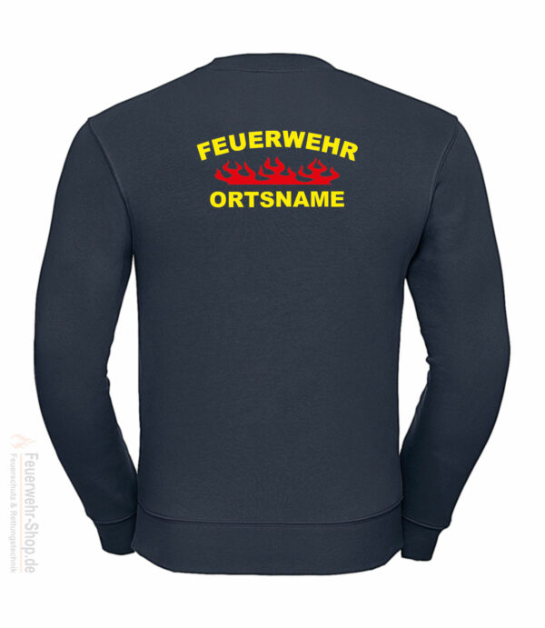 Feuerwehr Premium Pullover Rundlogo Flamme mit Ortsnamen