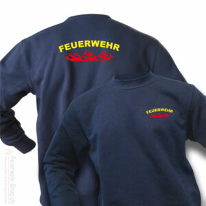 Feuerwehr Premium Pullover Rundlogo Flamme