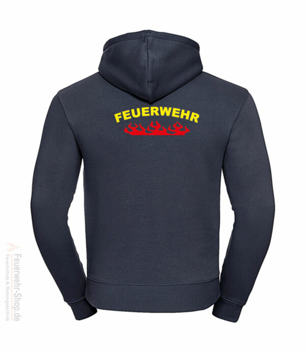 Feuerwehr Premium Kapuzen-Sweatshirt Rundlogo Flamme