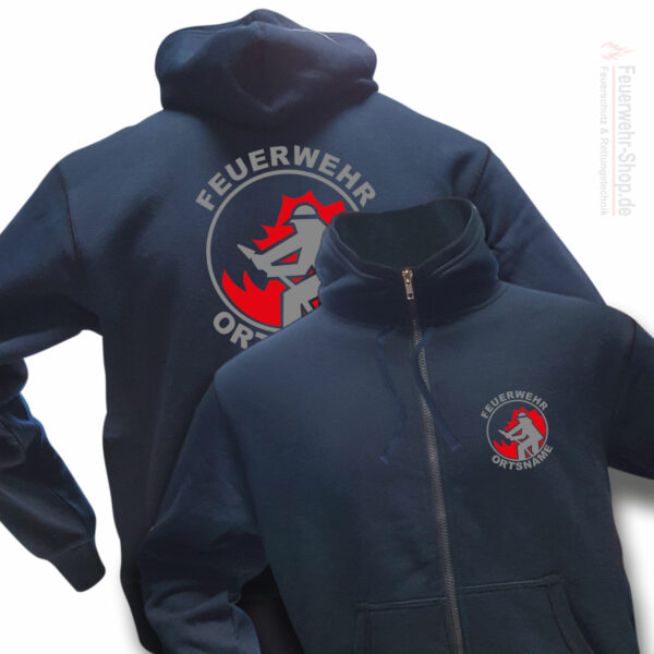 Feuerwehr Premium Kapuzen-Sweatjacke Firefighter I mit Ortsnamen