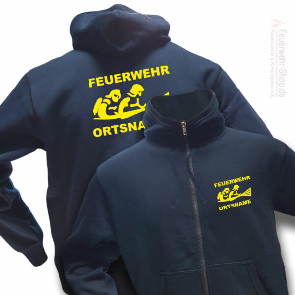 Feuerwehr Premium Kapuzen-Sweatjacke Firefighter III mit Ortsnamen