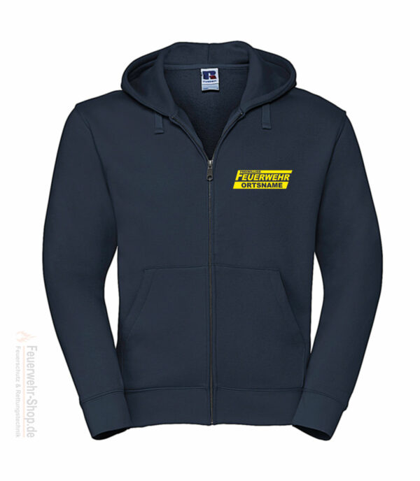 Feuerwehr Premium Kapuzen-Sweatjacke Freiwillige Feuerwehr Logo mit Ortsname