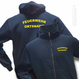 Feuerwehr Premium Kapuzen-Sweatjacke Rundlogo mit Ortsnamen