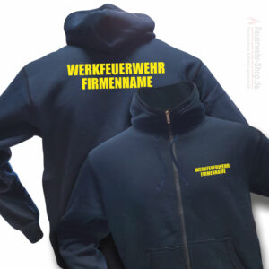 Feuerwehr Premium Kapuzen-Sweatjacke Werkfeuerwehr II mit Firmennamen