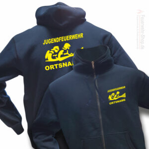 Jugendfeuerwehr Premium Kapuzen-Sweatjacke Firefighter III mit Ortsnamen