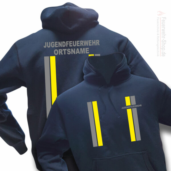 Jugendfeuerwehr Premium Kapuzen-Sweatshirt im Einsatzlook mit Ortsnamen
