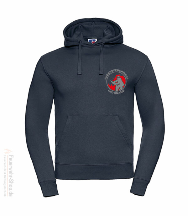 Jugendfeuerwehr Premium Kapuzen-Sweatshirt Firefighter I mit Ortsnamen