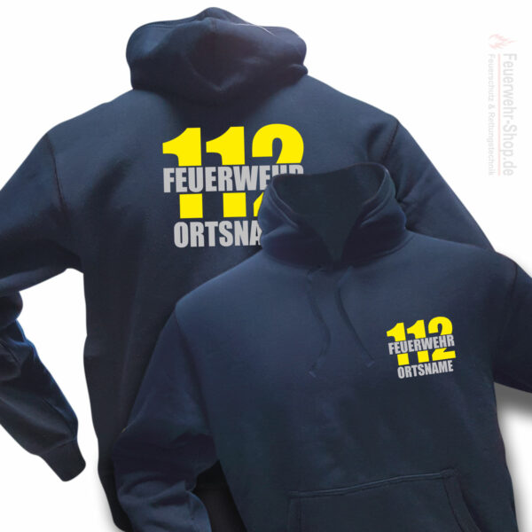 Feuerwehr Premium Kapuzen-Sweatshirt Firefighter II mit Ortsnamen