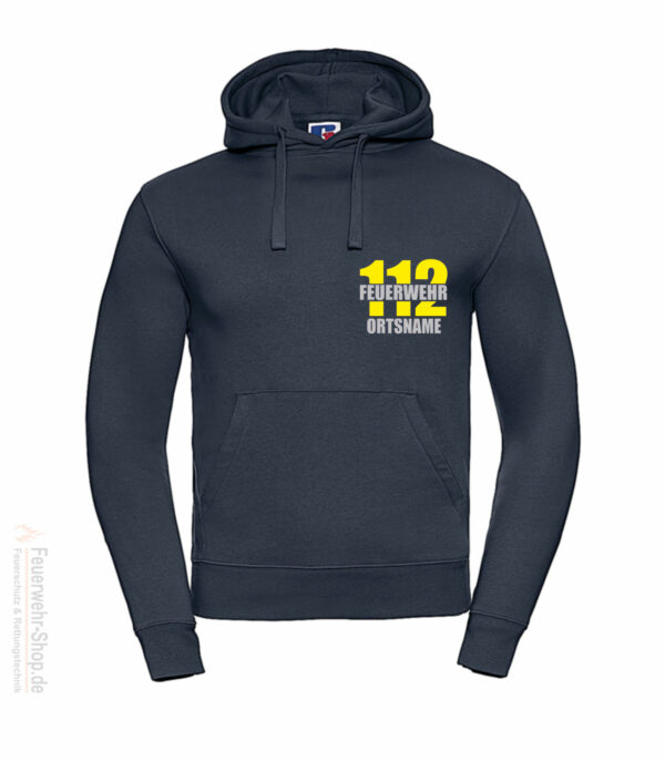 Feuerwehr Premium Kapuzen-Sweatshirt Firefighter II mit Ortsnamen