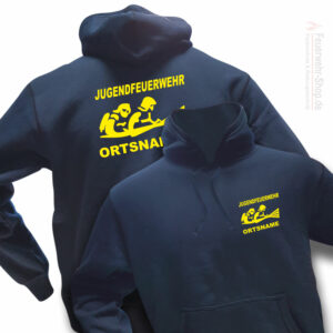 Jugendfeuerwehr Premium Kapuzen-Sweatshirt Firefighter III mit Ortsnamen