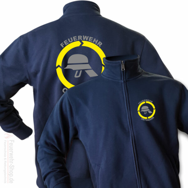 Feuerwehr Premium Sweatjacke Helm mit Ortsnamen