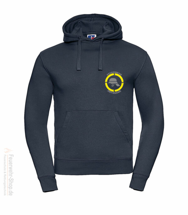 Feuerwehr Premium Kapuzen-Sweatshirt Helm mit Ortsnamen