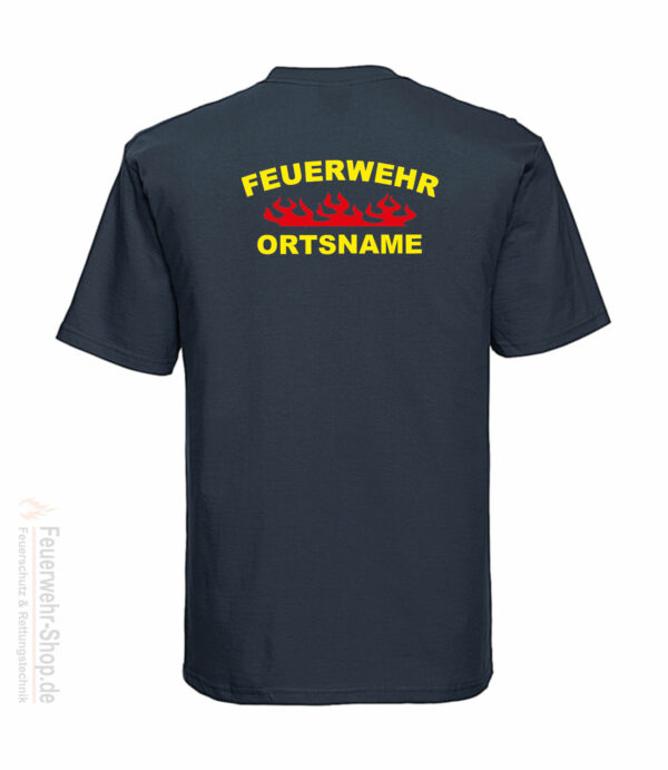 Feuerwehr Premium T-Shirt Rundlogo Flamme mit Ortsname