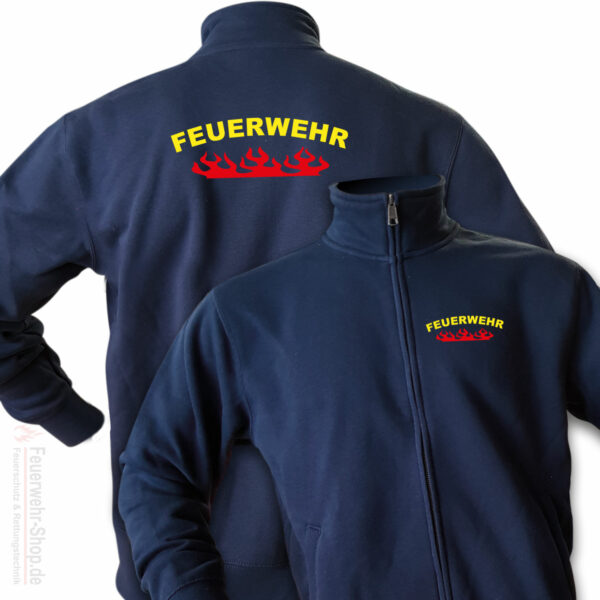 Feuerwehr Premium Sweatjacke Rundlogo Flamme