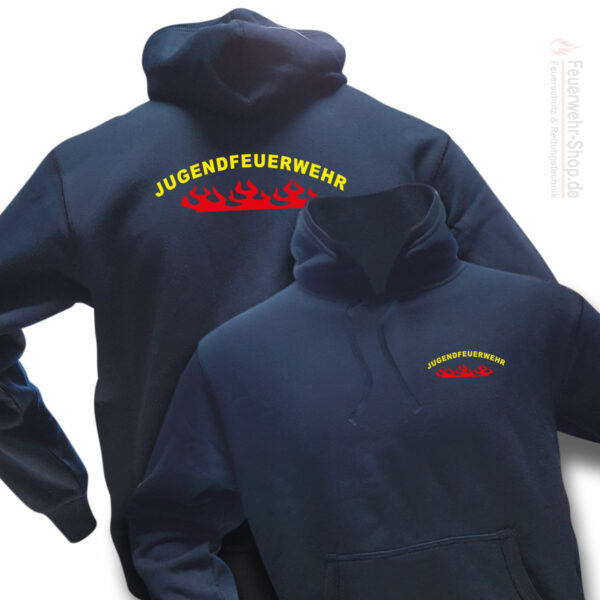 Jugendfeuerwehr Premium Kapuzen-Sweatshirt Rundlogo Flamme