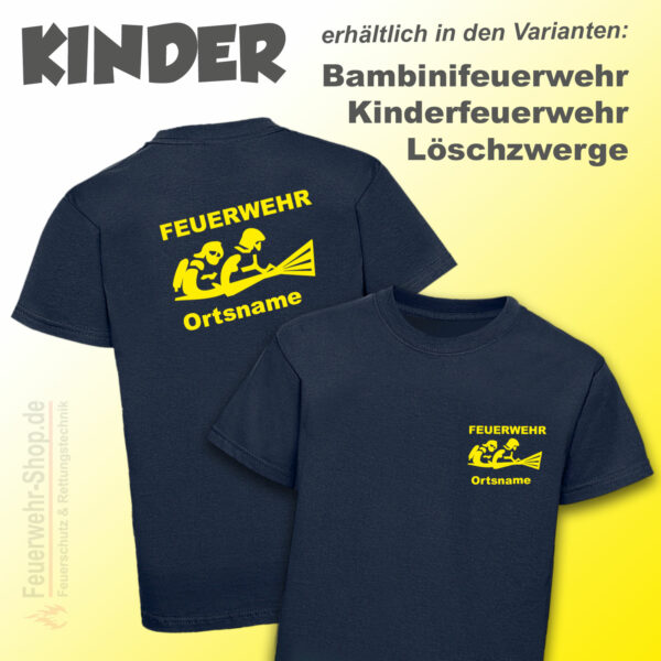 Kinderfeuerwehr Premium T-Shirt Firefighter III mit Ortsnamen