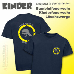 Kinderfeuerwehr Premium T-Shirt Helm mit Ortsname