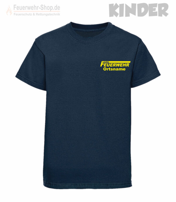 Kinderfeuerwehr T-Shirt Modell Name im Logo mit Ortsnamen