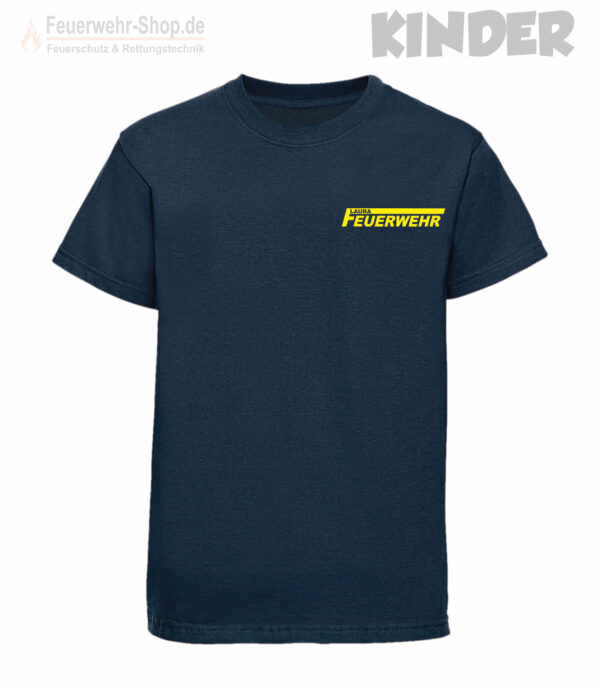 Kinderfeuerwehr T-Shirt Modell Name im Logo