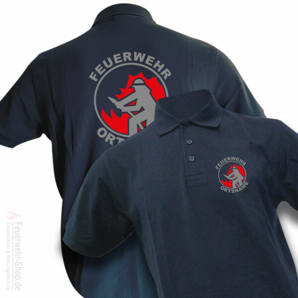 Poloshirt mit Feuerwehrmotiv und Ortsname