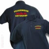 Feuerwehr Premium Poloshirt Rundlogo Flamme mit Ortsname