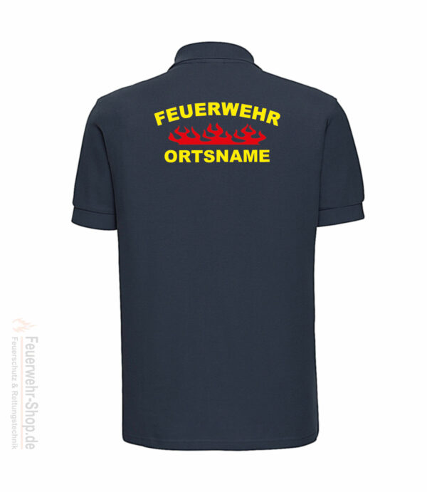 Feuerwehr Premium Poloshirt Rundlogo Flamme mit Ortsname