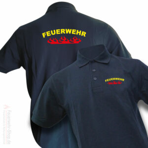 Feuerwehr Premium Poloshirt Rundlogo Flamme