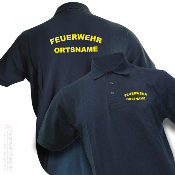 Feuerwehr Premium Poloshirt Rundlogo mit Ortsnamen