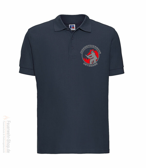 Jugendfeuerwehr Premium Poloshirt Firefighter I mit Ortsname