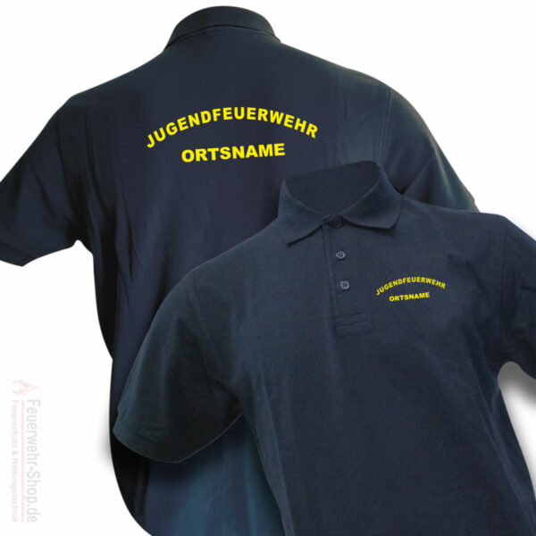 Jugendfeuerwehr Premium Poloshirt Rundlogo mit Ortsnamen