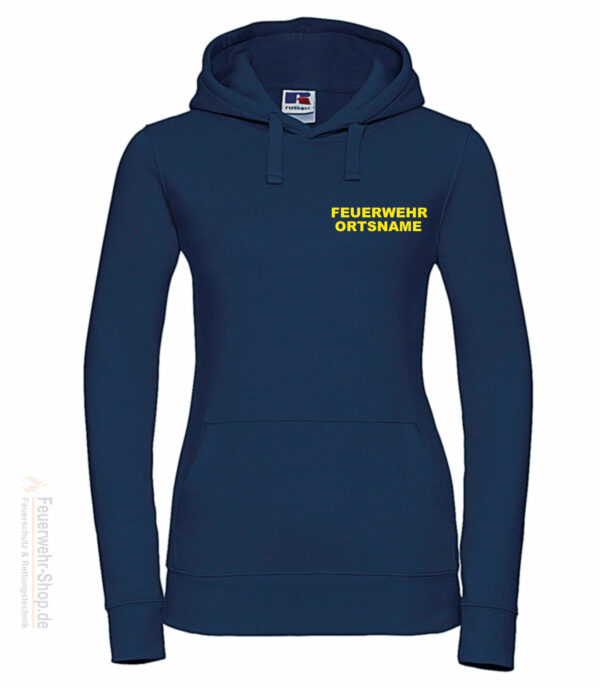 Feuerwehr Premium Damen Kapuzen-Sweatshirt Basis mit Ortsnamen