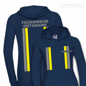 Feuerwehr Premium Damen Kapuzen-Sweatshirt im Einsatzlook mit Ortsnamen