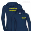 Feuerwehr Premium Damen Kapuzen-Sweatshirt Rundlogo mit Ortsnamen