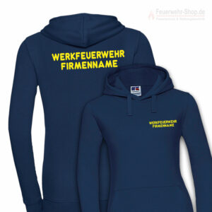 Feuerwehr Premium Damen Kapuzen-Sweatshirt Werkfeuerwehr I mit Firmennamen