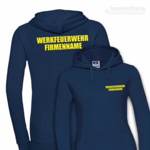 Feuerwehr Premium Damen Kapuzen-Sweatshirt Werkfeuerwehr II mit Firmennamen