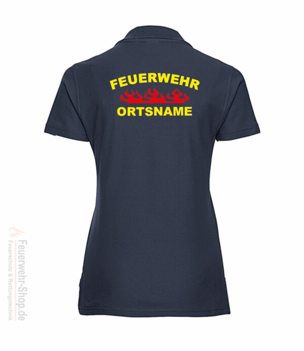 Feuerwehr Premium Damen Poloshirt Rundlogo Flamme mit Ortsname – Bild 3