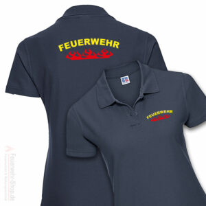 Feuerwehr Premium Damen Poloshirt Rundlogo Flamme