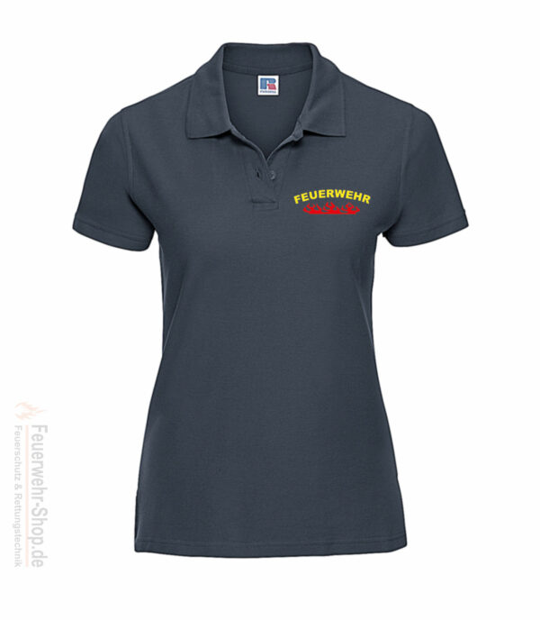 Feuerwehr Premium Damen Poloshirt Rundlogo Flamme