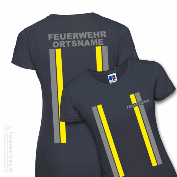 Feuerwehr Premium Damen T-Shirt im Einsatzlook mit Ortsname
