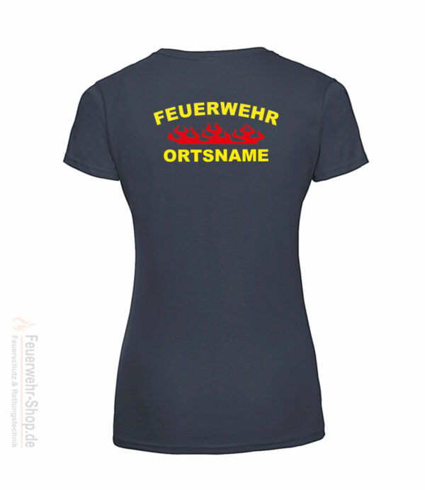 Feuerwehr Premium Damen T-Shirt Rundlogo Flamme mit Ortsname – Bild 3