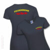 Feuerwehr Premium Damen T-Shirt Rundlogo Flamme