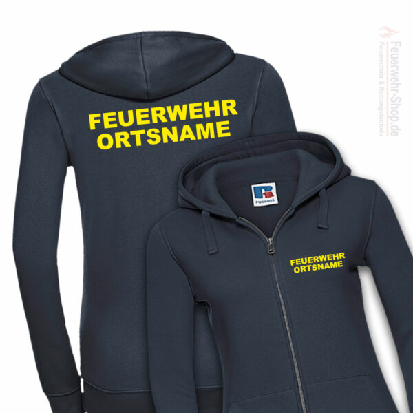 Feuerwehr Premium Damen Kapuzen-Sweatjacke Basis mit Ortsnamen