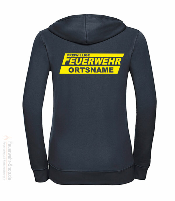 Feuerwehr Premium Damen Kapuzen-Sweatjacke Freiwillige Feuerwehr Logo mit Ortsname – Bild 3