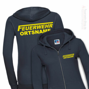 Feuerwehr Premium Damen Kapuzen-Sweatjacke Logo mit Ortsname