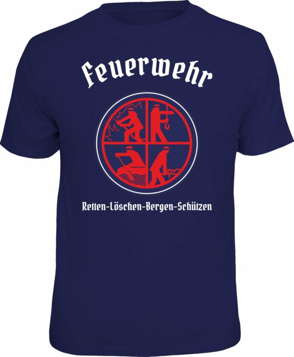Feuerwehr T-Shirt blau ... Retten-Löschen-Bergen-Schützen