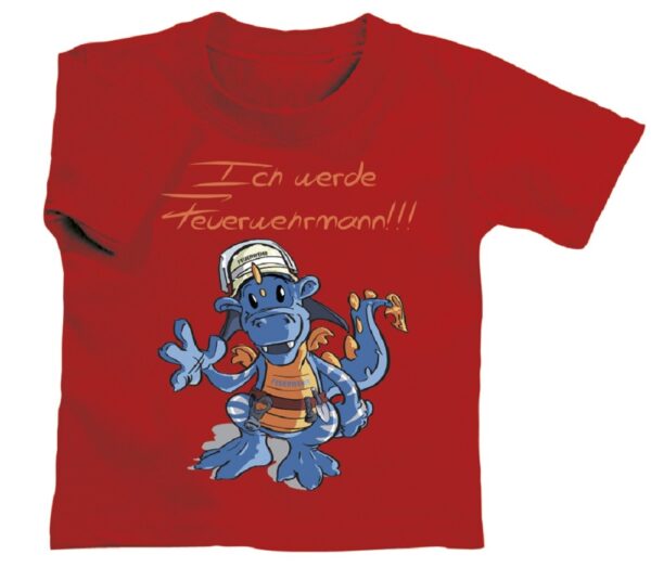 Kinderfeuerwehr T-Shirt Feuerwehrdrache - Ich werde Feuerwehmann (rot)-0