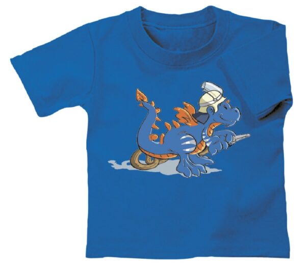 Kinderfeuerwehr T-Shirt Feuerwehrdrache - ich werde Feuerwehrmann (blau)